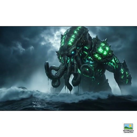 Majestic Cthulhu rises from stormy seas