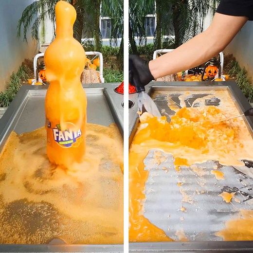 Oddly satisfying Fanta Orange Flavor Ice Cream | Cake Junkie
