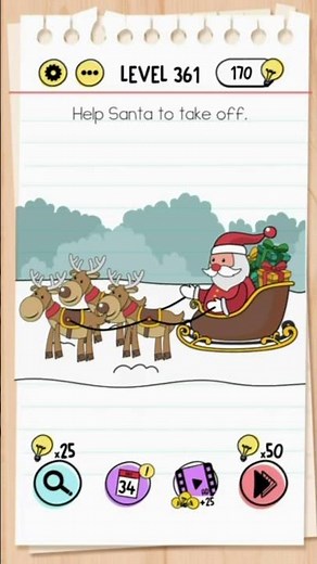 Brain Test Level 361 Answer | Help santa to take off