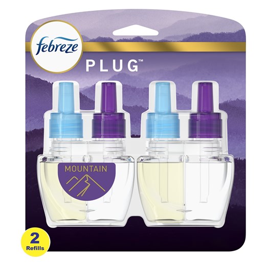 Febreze Plug In Air Freshener, Odor-Fighting Scented Oil Refill, Mountain, 2 Refills