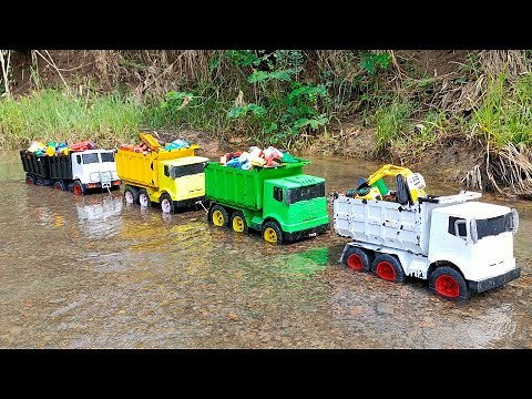 Empat Truk Tronton Penuh Mainan,Mobil Beko,Loader,Damkar,Tayo,Mobil Tangki,Mobil Molen,Mobil Box