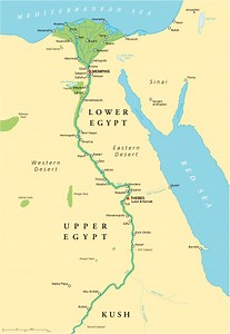Historical map of Ancient Egypt with most important sights, with...