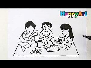 How to DRAW FAMILY PICNIC