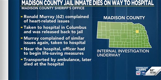 Inmate dies while in police custody in northeast Nebraska