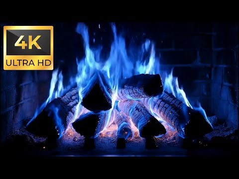 Gothic Blue Flame Fireplace 4K – Dark Fantasy Ambience for Sleep, Focus & Mystical Calm