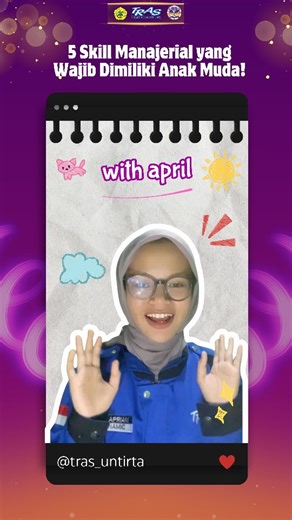 UKM TRAS UNTIRTA on Instagram: "5 Skill Manajerial yang Wajib Dimiliki Anak Muda! Bukan cuma buat atasan, kemampuan manajerial juga penting banget buat kamu yang aktif di organisasi, kuliah, atau baru mulai kerja. 1️⃣ Time management 2️⃣ Delegasi tugas 3️⃣ Komunikasi efektif 4️⃣ Problem solving 5️⃣ Decision making ✨ Skill ini bantu kamu jadi pribadi yang lebih produktif, terarah, dan siap memimpin! Copywriter: Nia Talent: April 🪽Kabinet Cakrawala🪽 ⭐"Satukan Asa, Langitkan Impian, Wujudkan Kebe