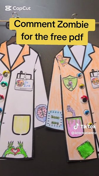 Halloween science zombie lab coat activity #ScienceTeacher #TeacherTok #scienceteachersoftiktok #middleschoolteacher #CapCut