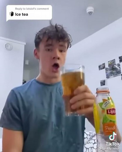 Man drinks ice tea fast meme