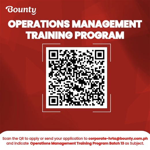 𝐘𝐨𝐮𝐫 𝐟𝐮𝐭𝐮𝐫𝐞 𝐢𝐧 𝐚𝐠𝐫𝐢𝐛𝐮𝐬𝐢𝐧𝐞𝐬𝐬 𝐬𝐭𝐚𝐫𝐭𝐬 𝐡𝐞𝐫𝐞. Bounty Fresh Group is opening its doors once again for aspiring leaders through our 𝐎𝐩𝐞𝐫𝐚𝐭𝐢𝐨𝐧𝐬 𝐌𝐚𝐧𝐚𝐠𝐞𝐦𝐞𝐧𝐭 𝐓𝐫𝐚𝐢𝐧𝐢𝐧𝐠 𝐏𝐫𝐨𝐠𝐫𝐚𝐦 – 𝐁𝐚𝐭𝐜𝐡 𝟏𝟑, built to develop the next generation of agribusiness professionals. If you're driven, adaptable, and ready to build a career with purpose, this is your moment to step forward. 📌 Gain hands-on experience 📌 Train with industry experts 📌 Build a lo