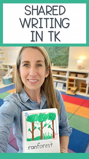 Holly | Early Childhood Educator on Instagram: "Shared writing in TK is really simple! The two main things we practice are words in our “word collection” and how to sound out a word to describe a picture in our journals. Although these aren’t technically TK standards, they’re excited to write and love being able to do it with very little help now! 🤗"