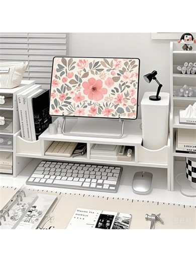 Multi-Function Desktop Organizer Riser, Elevates Monitor Height For Office Computer Desk, Storage Rack Back To School | SHEIN