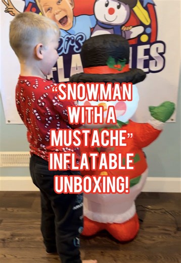 A snowman a mustache! I see why this was Fosters final pick during his birthday shopping trip. This kid cannot resist a snowman, let alone one with facial hair! It’s from @Walmart and it’s a @Gemmy #inflatables #inflatable #christmasinflatables #unboxing #christmas