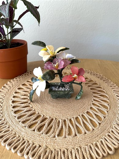 Jade Bonsai Tree Statue Quartz Stone Flower Sculpture Gift Idea for Her - Etsy