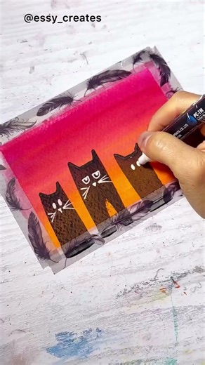 Creating a Halloween Watercolor Card with Black Cats