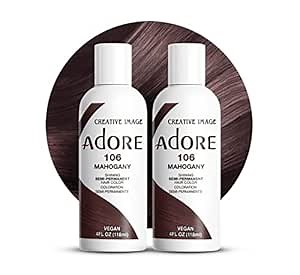 Adore Semi Permanent Hair Color (106 Mahogany) | Vegan & Cruelty-Free Brown Hair Dye | No Ammonia, No Peroxide, No Alcohol | 4 Fl Oz Each (Pack of 2)