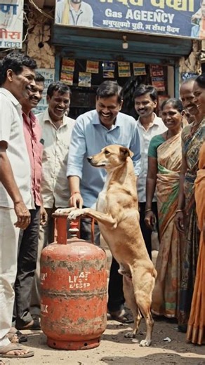 “Gas Cylinder Ke Liye Dog Bhi Line Me!” 😂#dog