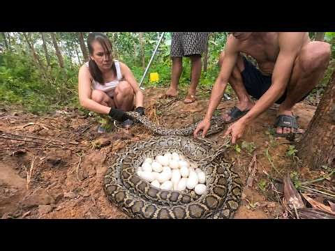 Girl Discovers Giant Python Nest While Gardening 😱 Shocking Snake Rescue Mission!