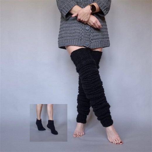 Fluffy Leg Warming: Thigh High Stockings or Leg Warmers - Etsy UK