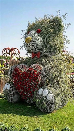 DIY Living Art: Building a Massive Bear Covered in Roses