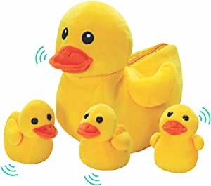 Etna Plush Duck & Ducklings Set with Sounds – 4 Piece Soft Duck Stuffed Animals Playset with a Zipper Pouch Mama Duck Carrier – Interactive Duck Plushies Ideal for Fun and Imaginative Play