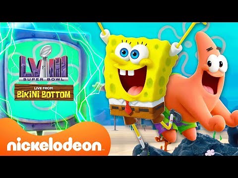 SpongeBob Brings Super Bowl LVIII To Bikini Bottom Bottom w/ Patrick & Sandy! | Nickelodeon