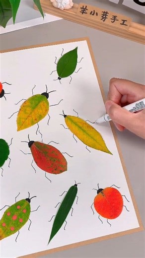 Let's paint leaves together! Pick up leaves and paint a few strokes to create fun insect and leaf paintings. Come try it with your kids 🎨🍂🌳🐛🎉 #fblifestyle #creativeart #creativity | Art, Crafts and Journals