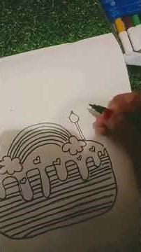 cute and easy rainbow cake drawing🎂❤️