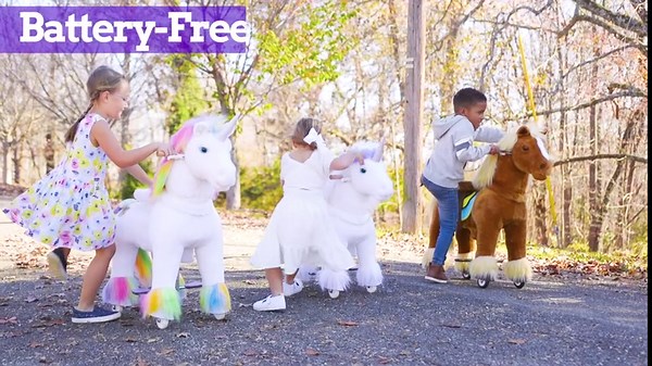 PonyCycle Ride on Rainbow Unicorn Toys Pony Cycle Premium Model X- Riding Horse for Kids 4-7 Size 4 Riding Unicorn No Electricity Mechanical Giddy up Pony Plush Toy Walking Animals X42