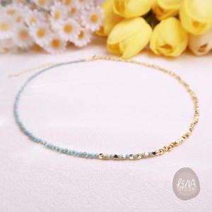 AAA  Turquoise 18K Gold Cube Beads Gemstone Minimalist Choker, Handmade Dainty Beaded Necklace, Healing Crystal Boho Choker for Her or Him - Etsy