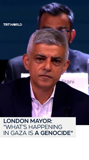 "It's inescapable to draw the conclusion in Gaza we are seeing before our very eyes a genocide" London Mayor Sadiq Khan described Israel’s war on Gaza as “genocide” during a People’s Question Time event on September 17, pointing to Israel’s blockade, starvation tactics, and destruction of the health system in the besieged enclave. | TRT World