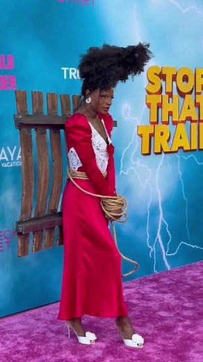 STOP! THAT! TRAIN! Los Angeles Premiere — Symone on the Pink Carpet