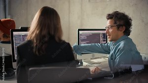 Smart Young Students Studying in University with Diverse Multiethnic Classmates. Scholars Collaborate in College Room on Computer Science Project, Writing Software Code in Successful Teamwork.