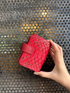 Red Python Card Wallet : Leather Mini Compact Exotic Bifold Wallet - Etsy Canada