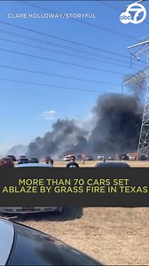 More than 70 cars were damaged by a grass fire just outside of Temple, Texas, and video we obtained shows just how much damage was made. https://abc7.la/3MLwZF9 | ABC7
