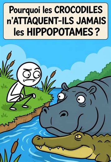 Pourquoi les crocodiles n’osent-ils presque jamais attaquer les hippopotames… malgré leurs mâchoires redoutables ? 🐊🦛🤯 #Crocodiles #Hippopotames #Animaux #lesaviezvous #fyp
