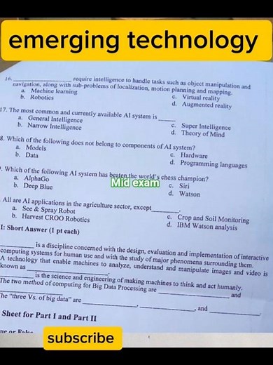 emerging technology mid exam freshman emerging technology mid exam #ethiopia freshman emerging techn