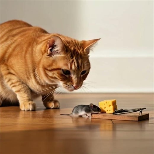 The mouse trap set by the cat. #animalvideos #catandmouse #catvsmouse