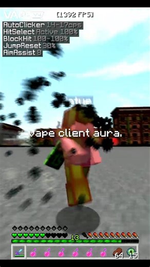 vape client aura farming on minecraft cheating community #shorts #minecraft #fyp