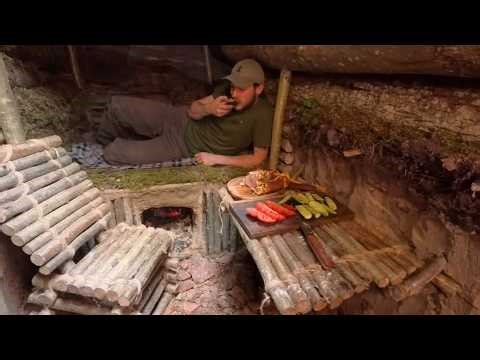 Extreme Jungle Survival – Building a Hidden Shelter Under a Fallen Tree (No Tools)