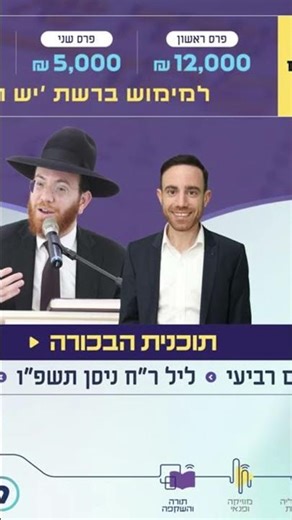 שולחן עורך, חידון ההלכה לחג הפסח, בהגשת הרב יעקב סיני ועמירם בן לולו, תוכנית הבכורה הערב ב20:00