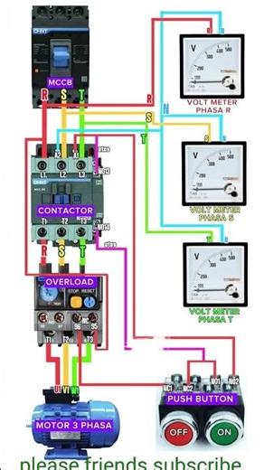 D O L STARTER WITH VOLTMETER CONNECTION DIAGRAM#youtubeshorts#shoerts#viral#electrician#motorstarter