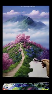 "Journey Through Dreams" 🌸 Where reality meets reverie—this ethereal landscape painting captures the soul of traditional Asian artistry with breathtaking delicacy. Watch as each brushstroke builds a world of cherry blossoms cascading down misty hillsides, leading the eye through winding paths toward distant mountains shrouded in clouds. The artist's mastery shines in those soft color transitions—rose petals melting into sage greens, lavender skies dissolving into morning mist. This is plein air