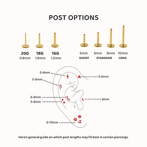 Flat Back Gold Silver Push Pin POST 16G, 18G, 20G / 5mm, 6mm, 8mm, 10mm - Etsy