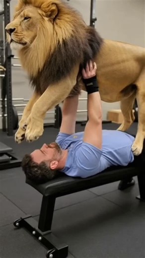 Me bench pressing a lion. #benchpress #impossible #workoutmotivation #fitnesslife #lion | Angelnetics