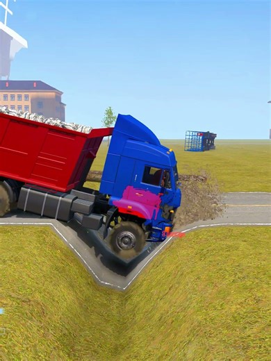 Truck vs. Extreme Broken Road with Speed Bumps in Spintires Mudrunner Gameplay Ep416