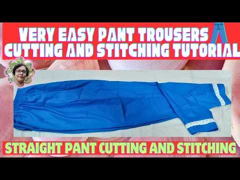 VERY EASY TROUSER PANT CUTTING AND STITCHING WITH LACE BOTTOM DESIGN TUTORIAL ✂️🧵 #bottomwear #pants