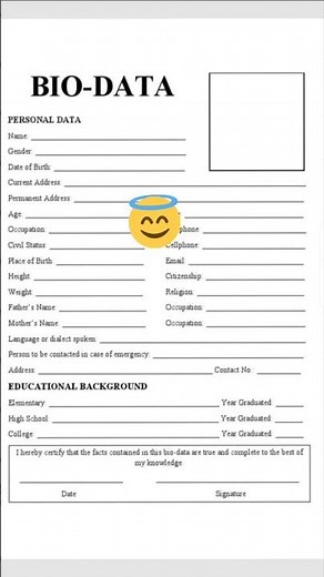 BIO-DATA| Biodata form| Personal Data| Personal information| Form