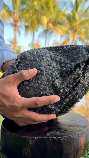 Interesting black coconut cutting