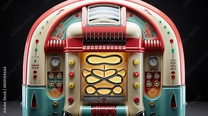 Sequence of colorful jukeboxes made with generative AI