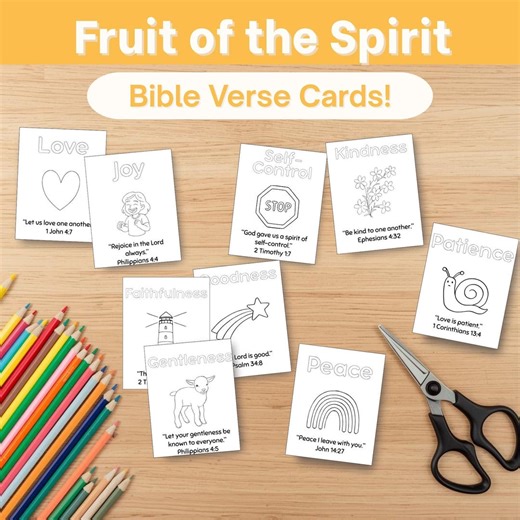 Fruit of the Spirit Flashcards Coloring Pages Fruit of the Spirit Curriculum Homeschool Printables Fruit of the Spirit Digital Download - Etsy
